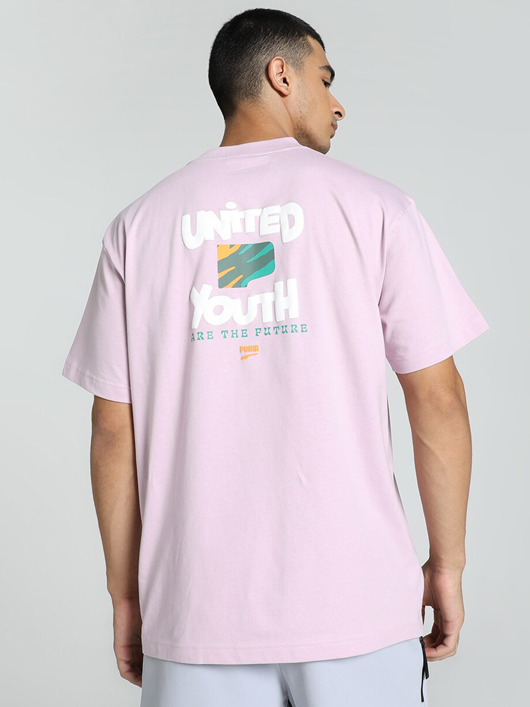 Puma DOWNTOWN Typography Printed Crew Neck Cotton Relaxed Fit T-Shirt