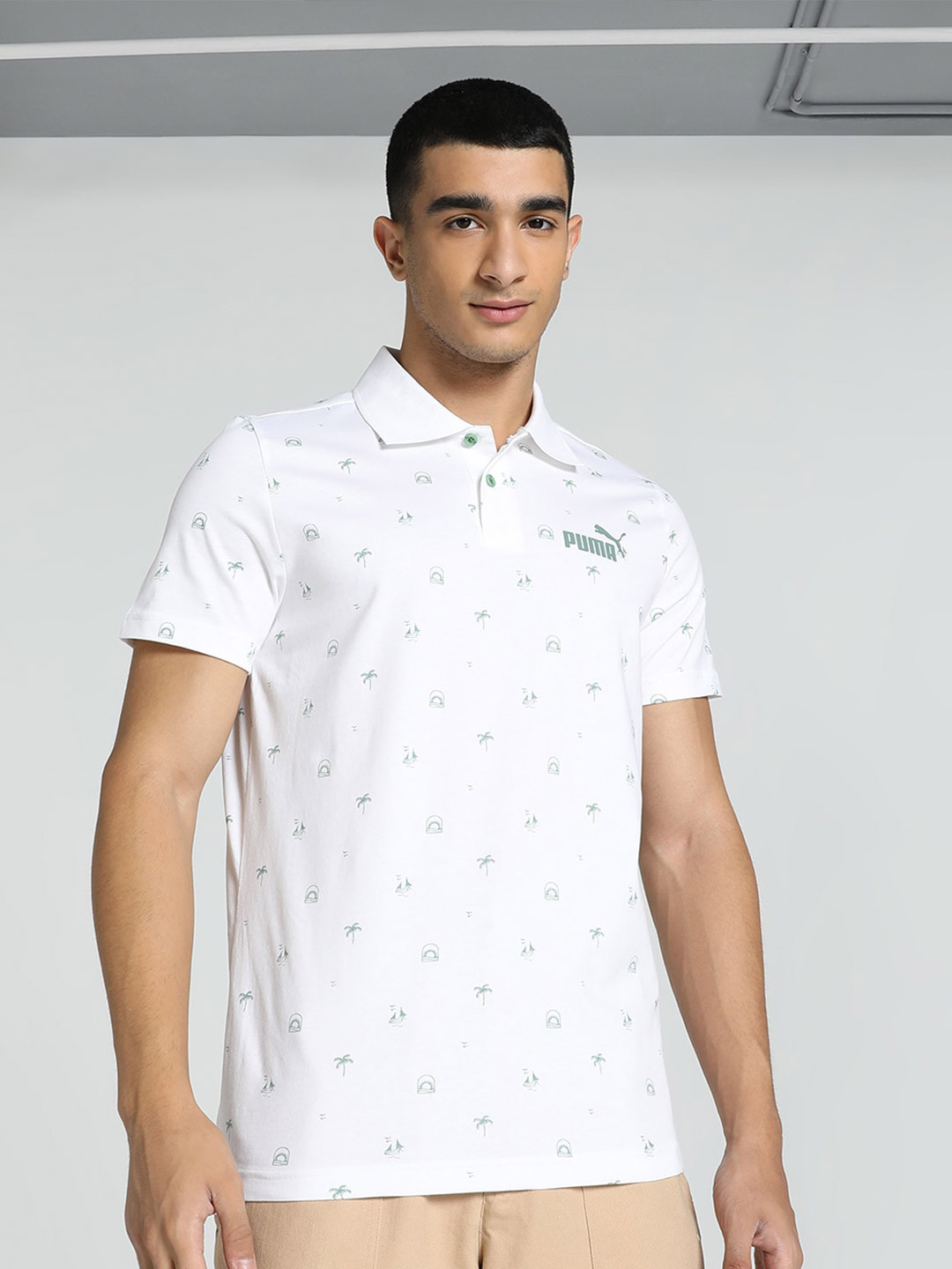 Puma Ess Aop Printed Slim Fit Polo Tshirts
