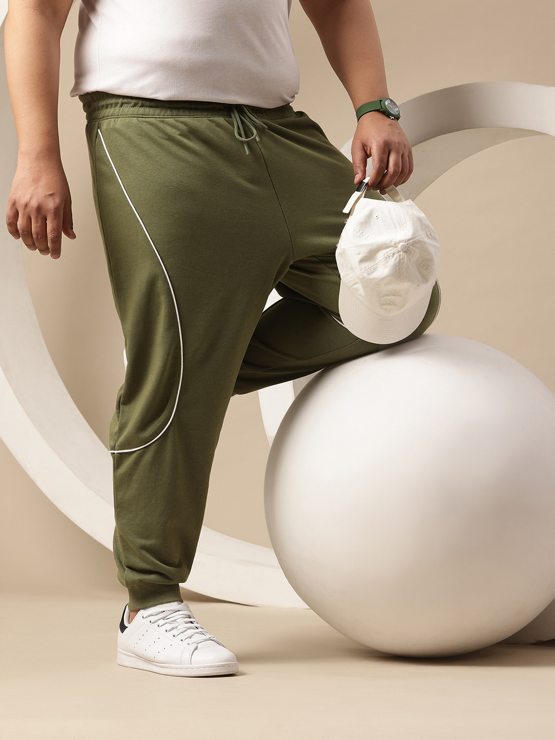 Sztori Men Plus Size Taping Detail Joggers