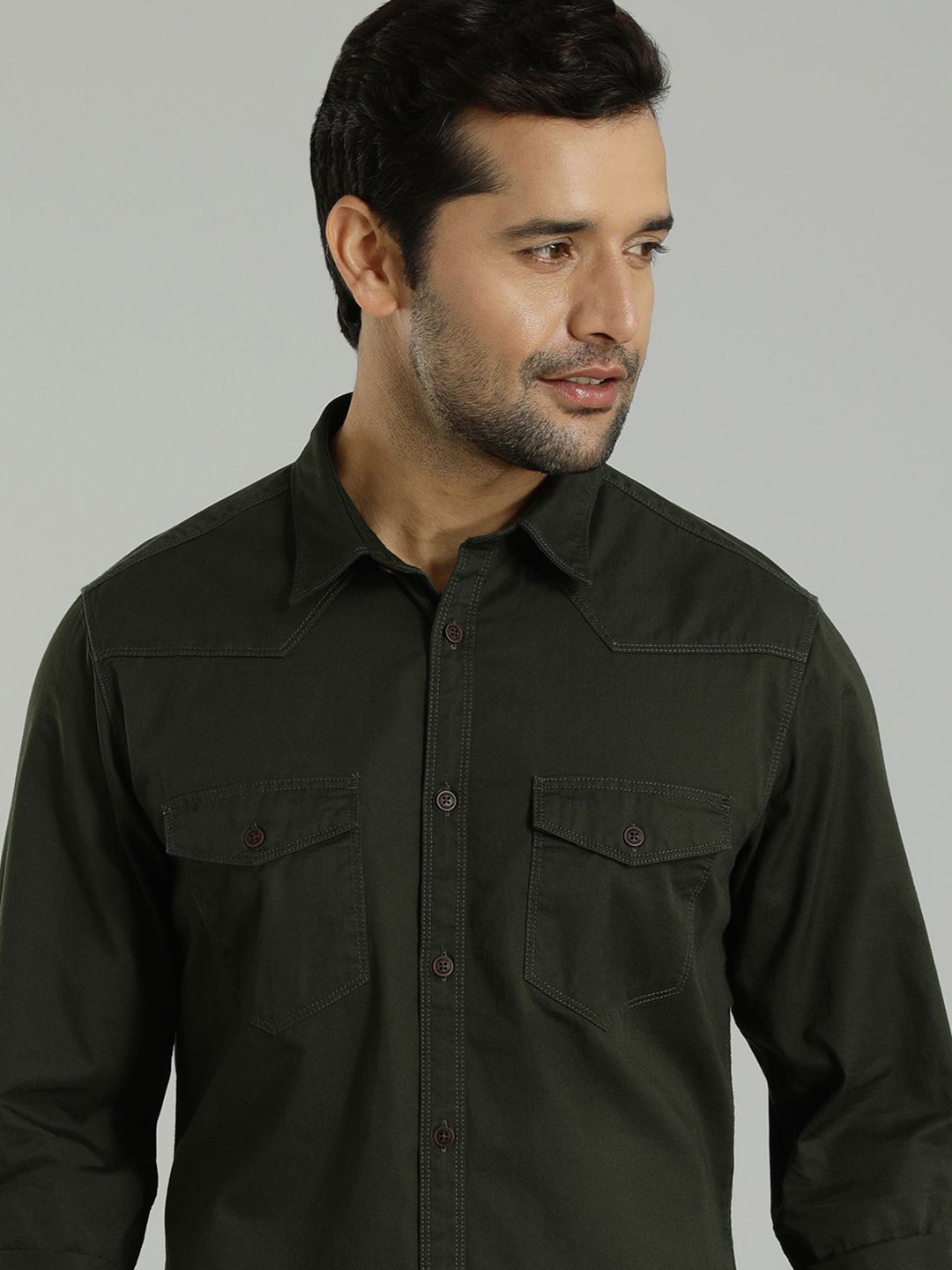 Indian Terrain Slim Fit Flap Pockets Pure Cotton Casual Shirt