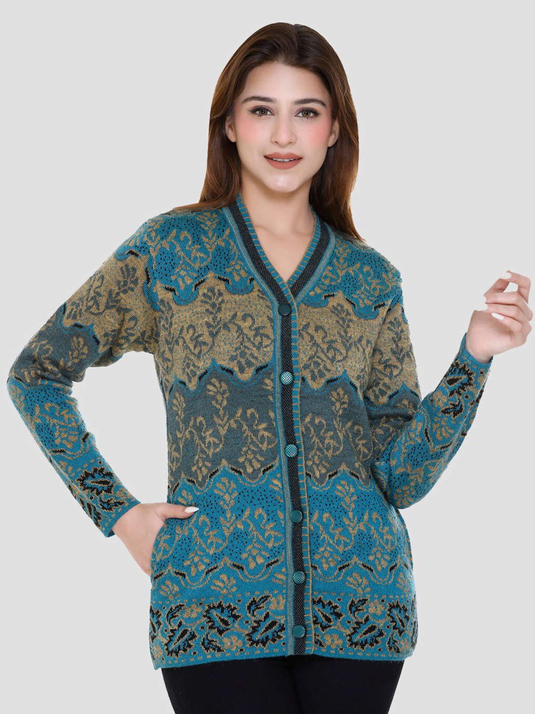 aarbee Floral Printed Cardigan Sweaters