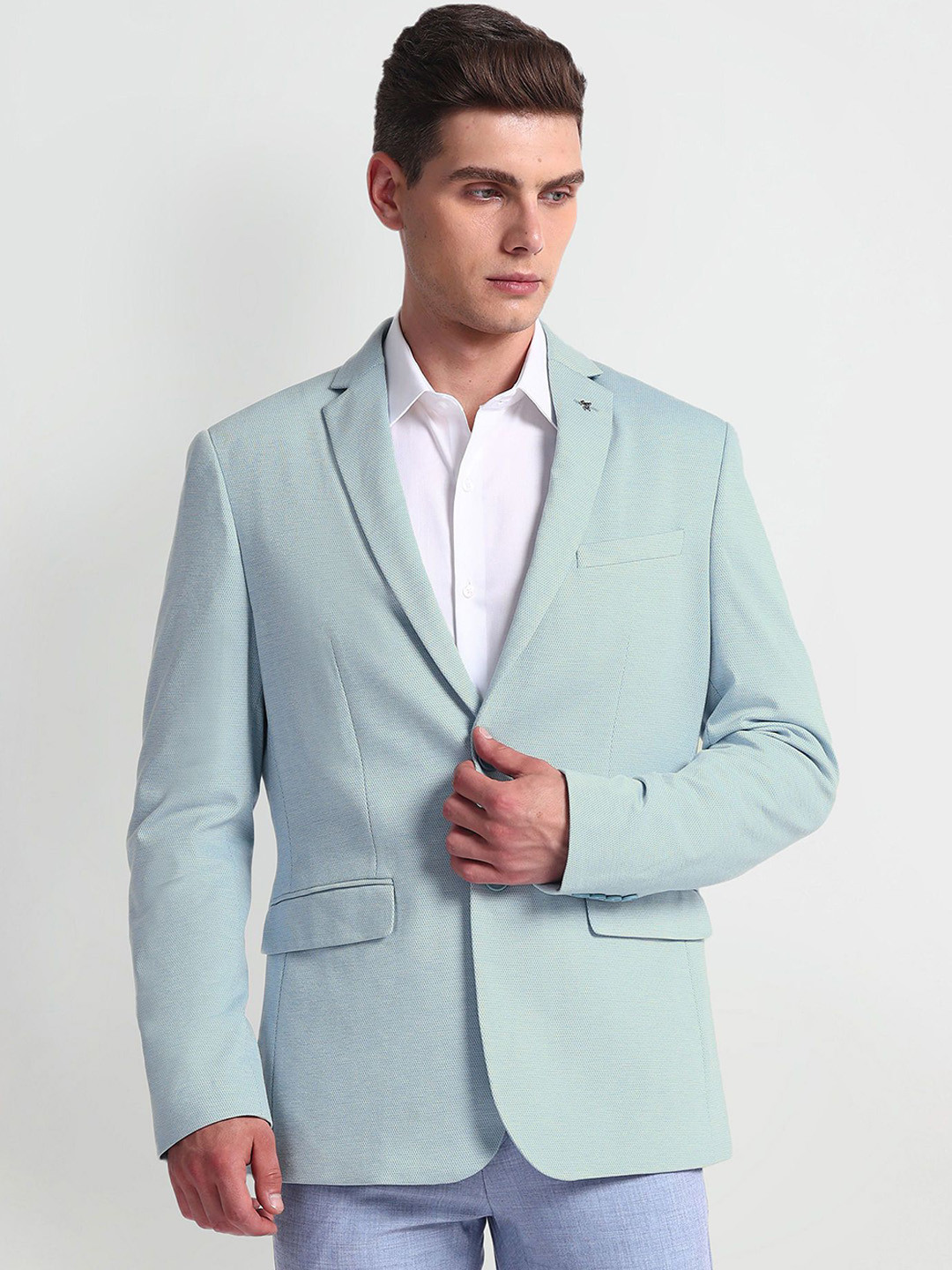 Arrow Notched Lapel Single-Breasted Slim-Fit Formal Blazer