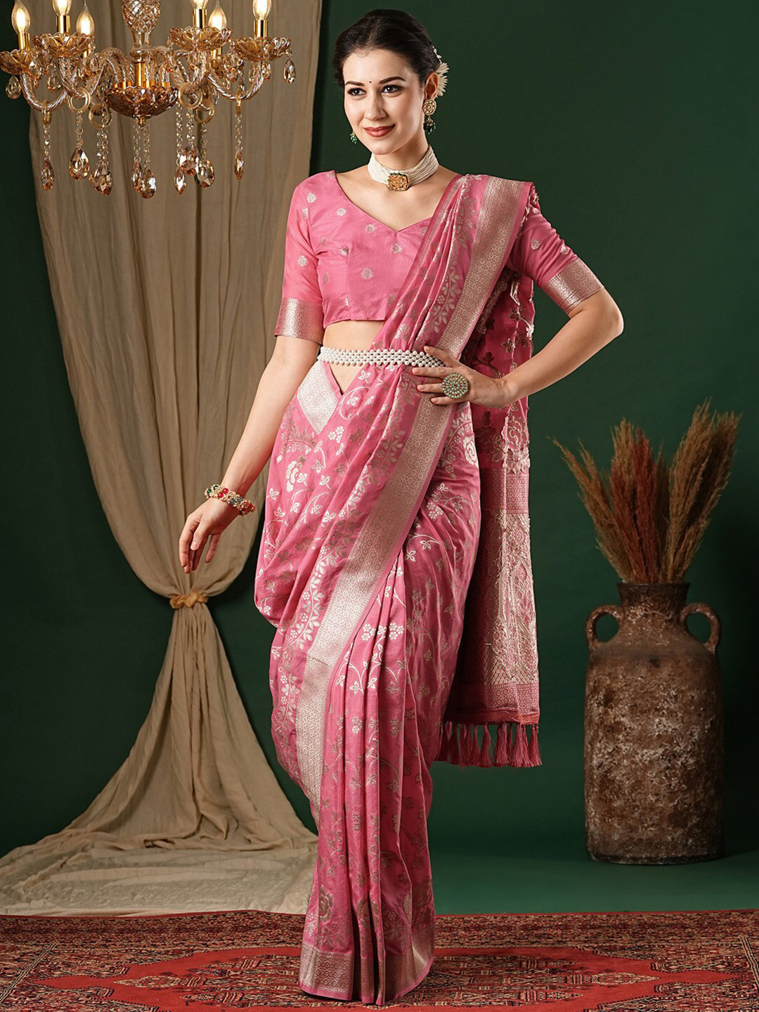 Anouk Ethnic Motifs Zari Pure Georgette Kanjeevaram Saree