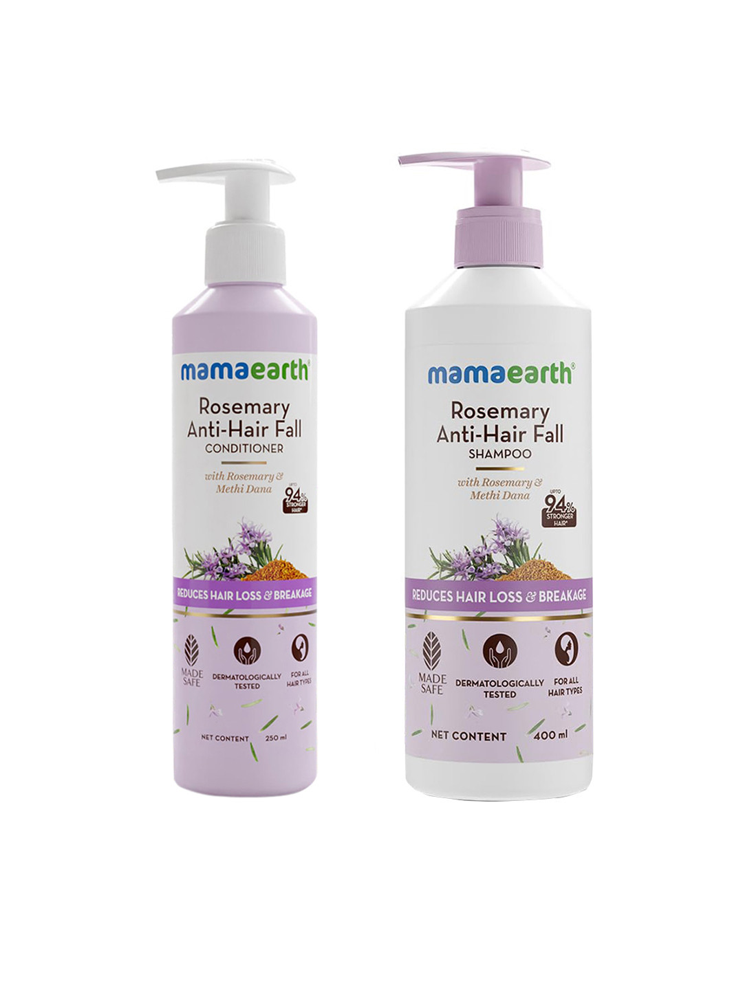 Mamaearth Set of Rosemary Anti-Hair Fall Shampoo - 400 ml & Conditioner - 250 ml