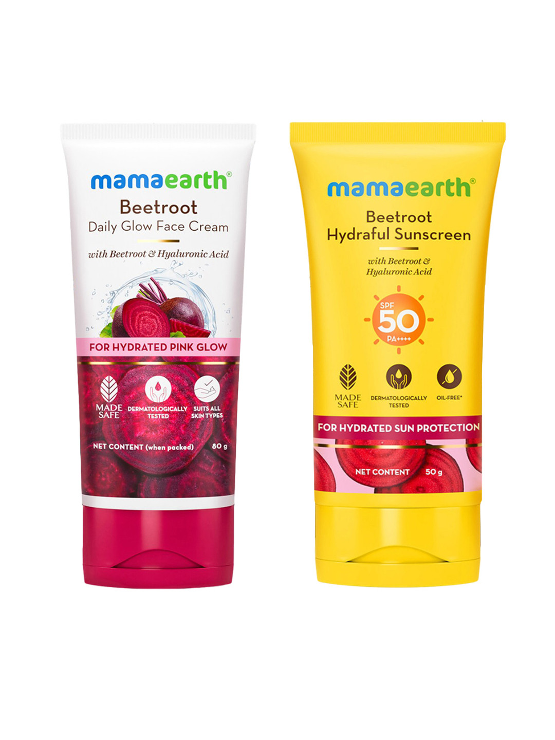 Mamaearth Set of Beetroot Hydraful SPF 50 & PA++++ Sunscreen & Daily Glow Face Cream