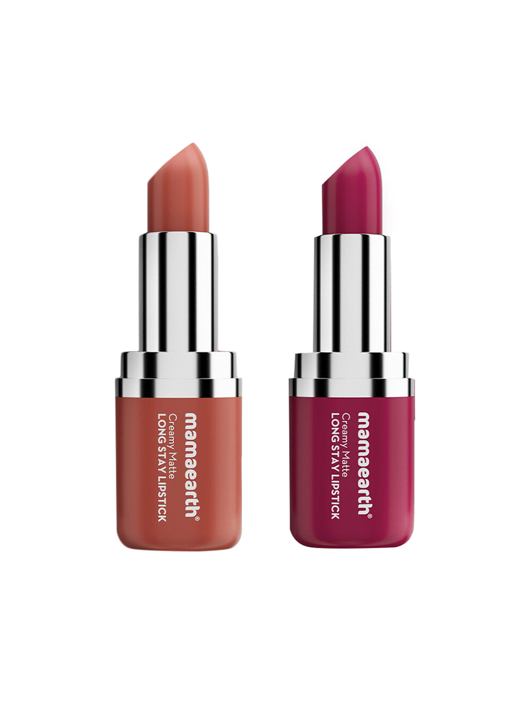 Mamaearth 2 pcs Creamy Matte Long Stay Lipstick-4.2g Each-Cranberry Crush & Apricot Taupe