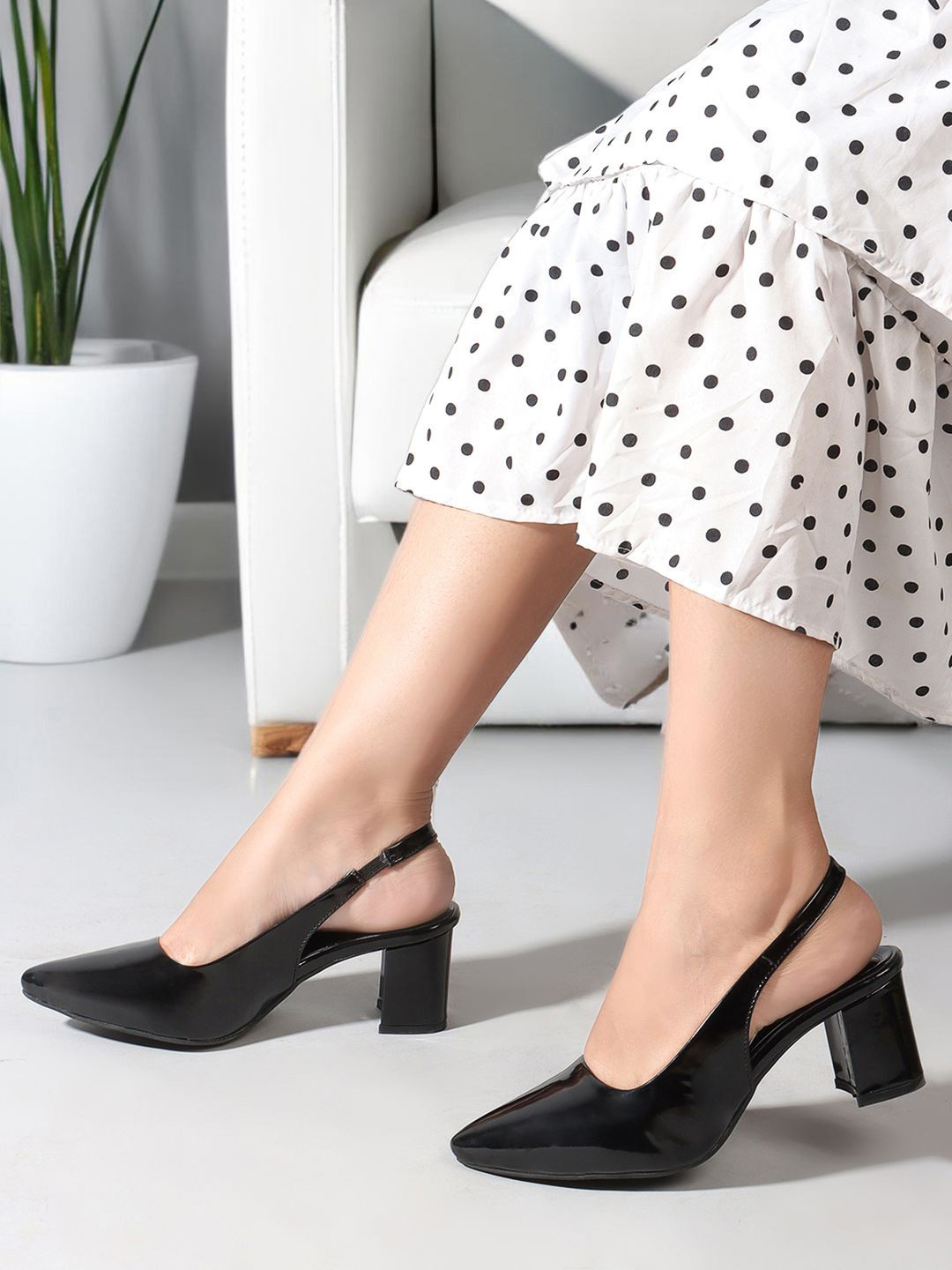 Carlton London Pointed Toe Block Heeled Pumps
