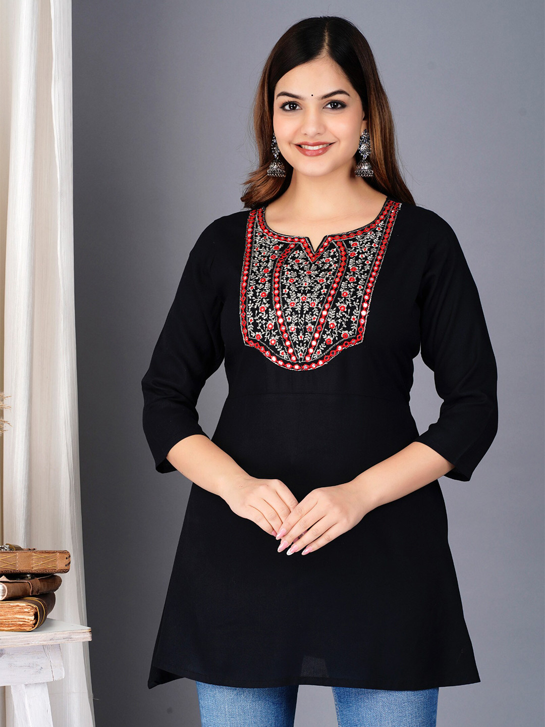 Light Daisy Women Embellished Round Neck A-line Top
