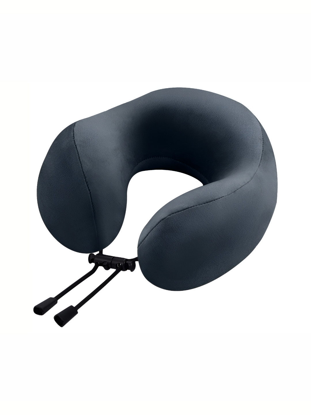 BILLEBON Grey Solid Faux Velvet Breathable Firm Memory Foam Travel Pillow-4 x 25 x 25 cm