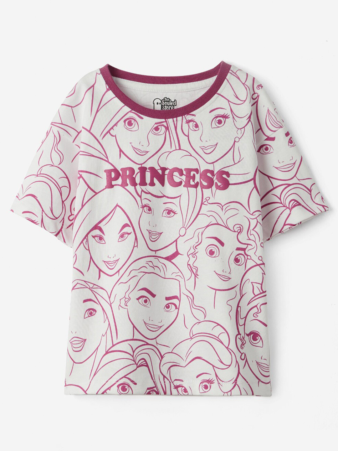 The Souled Store Girls Disney Puff Princess Printed Round Neck T-shirt