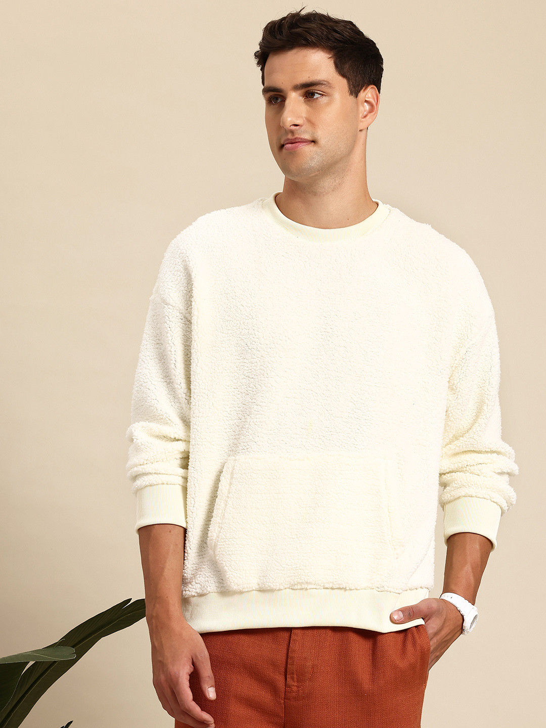 Mast & Harbour Fleece Drop-Shoulder Oversized Sweatshirt