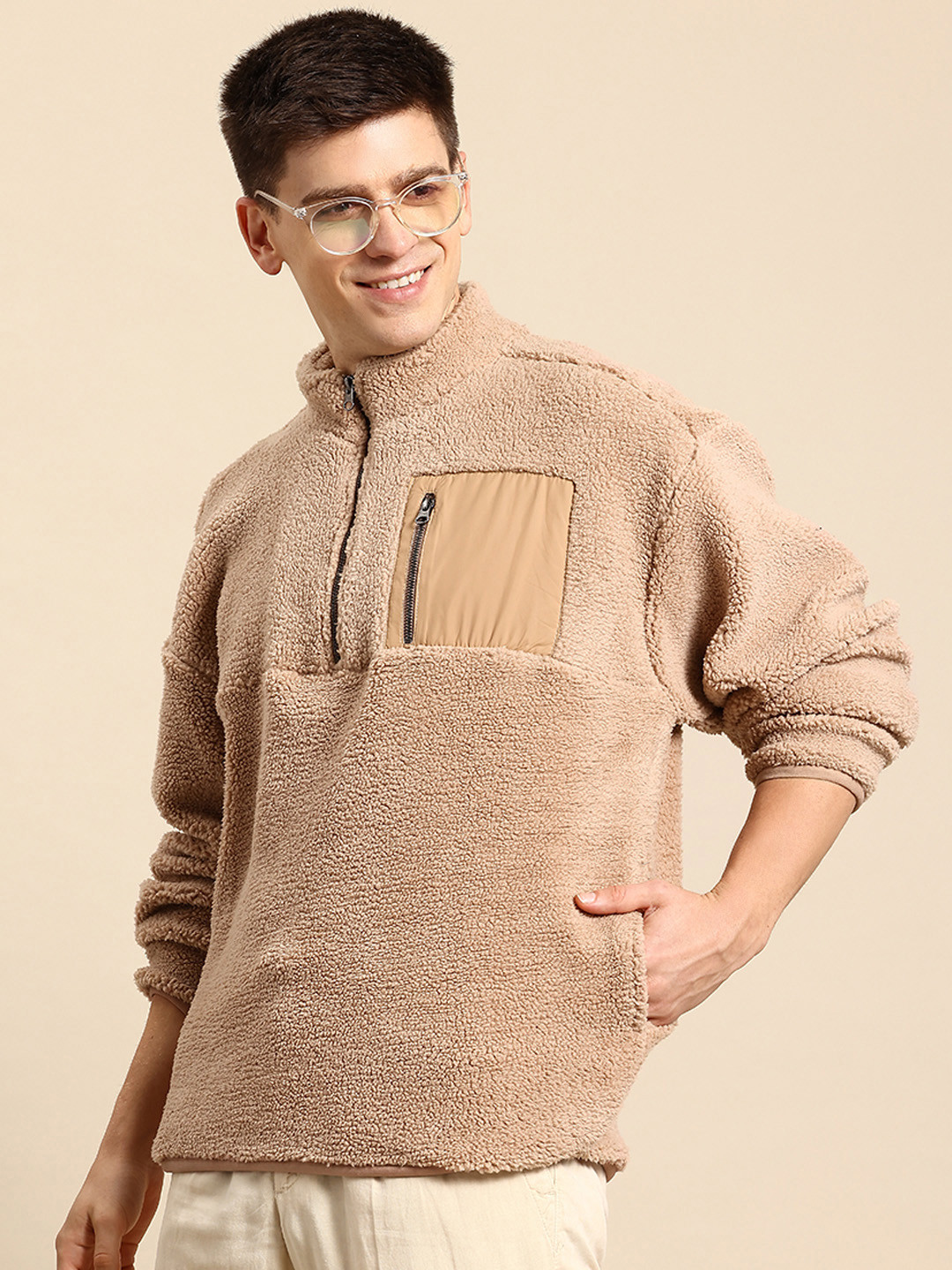 Mast & Harbour Men Sherpa Sweatshirt