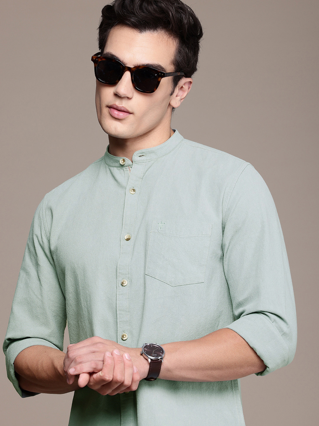 French Connection Linen Cotton Slim Fit Opaque Casual Shirt