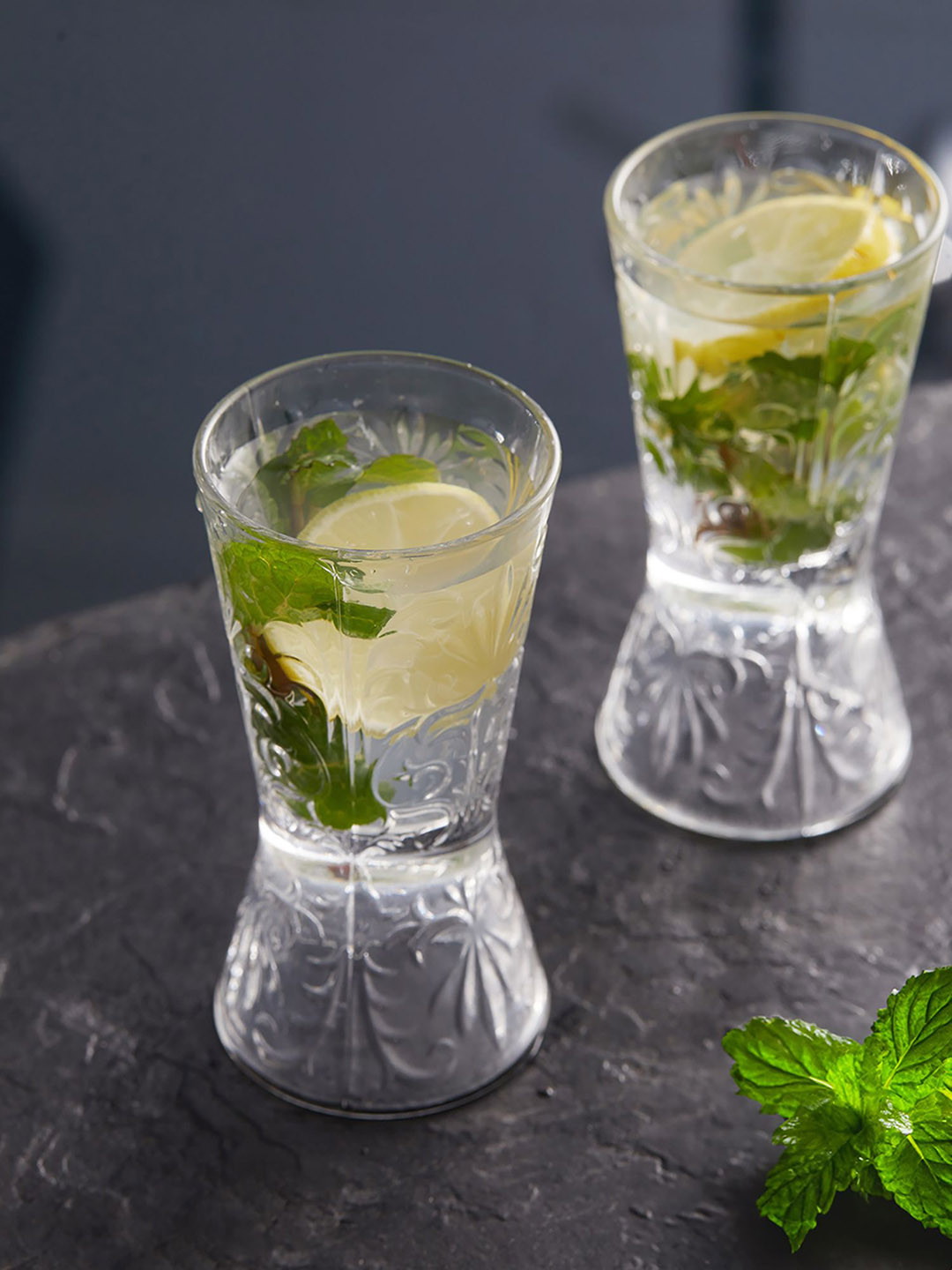 Troveas 6-Pcs Transparent Textured 2-In-1 Shot Glasses-30 ml/60ml Each