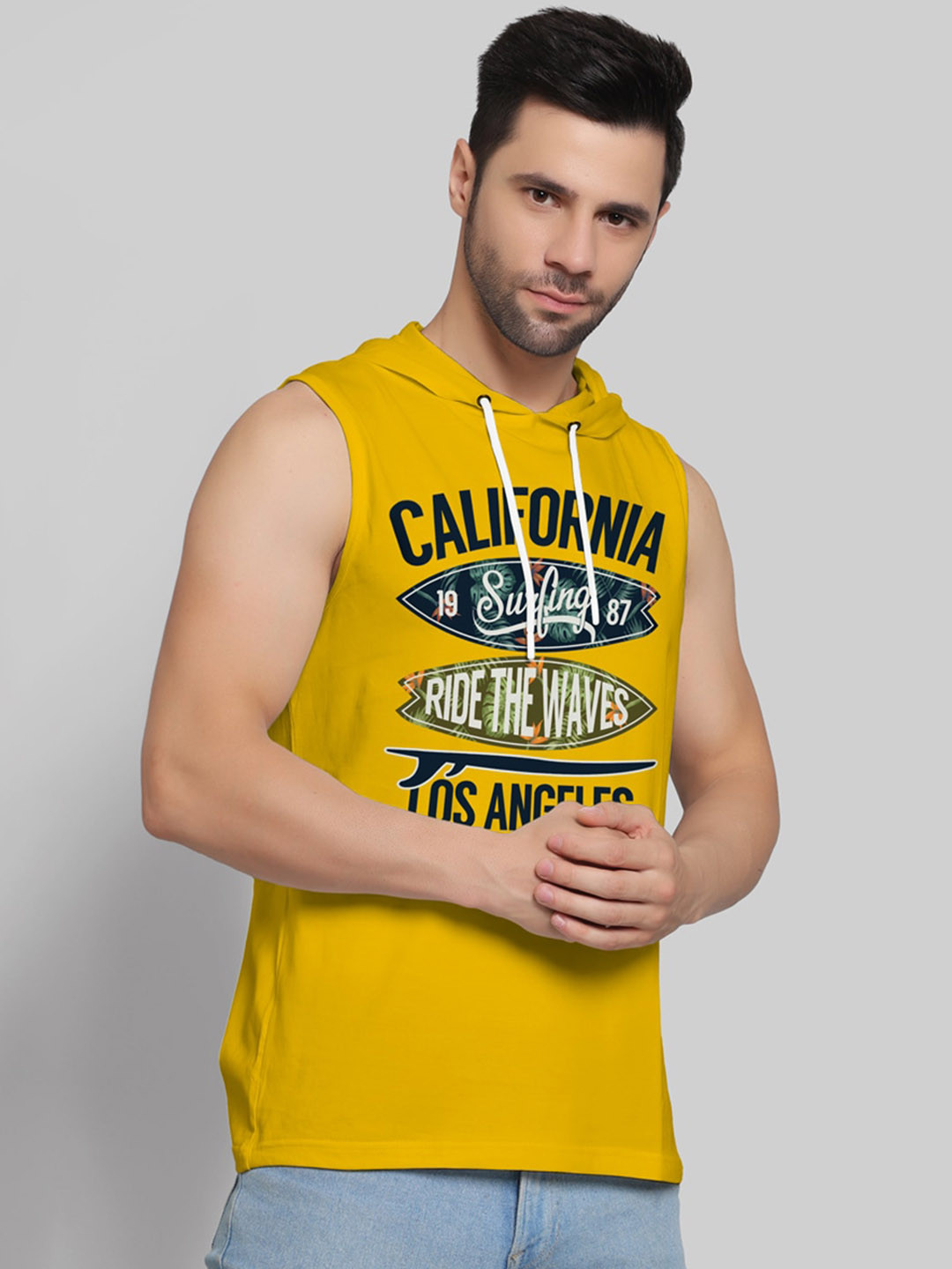 Juxar Printed Hooded Sleeveless Cotton Vest BF-HODY-35-SBL-XS