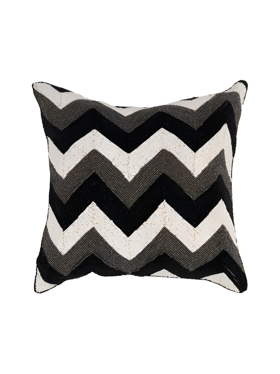 YWULY Black Chevron Silk Durable Embellished Square Cushion Cover -16x16In