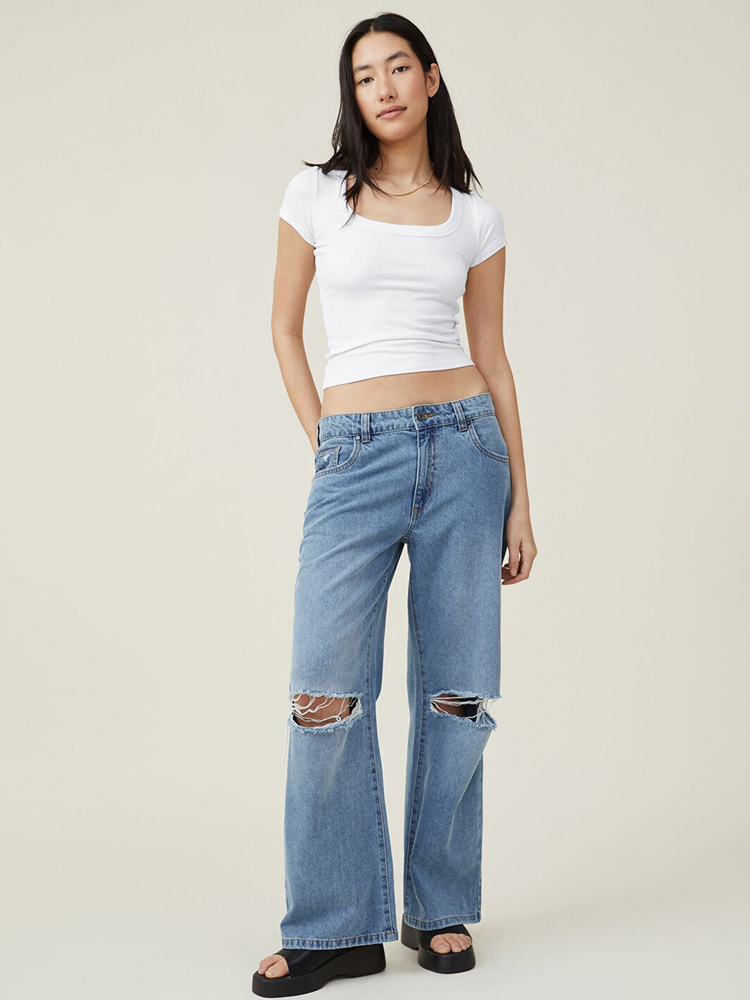 JC Mode Women Square Neck Short Sleeves Solid Crop Top