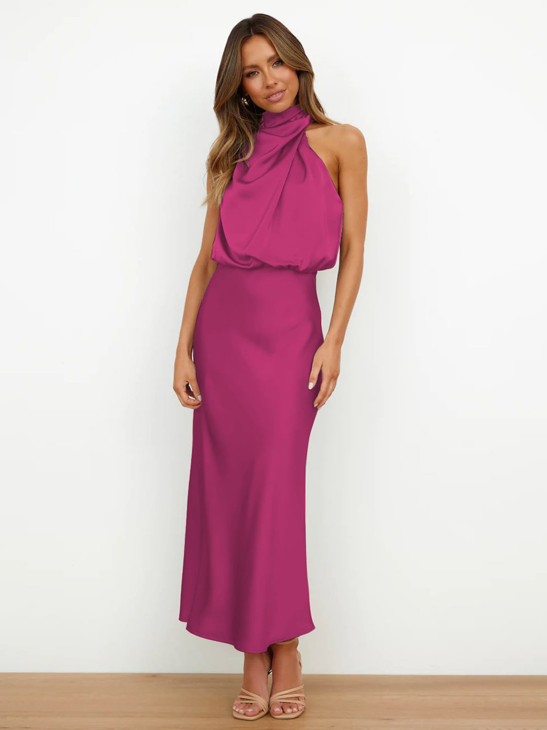JC Mode Mock Neck Sleeveless A Line Maxi Dress