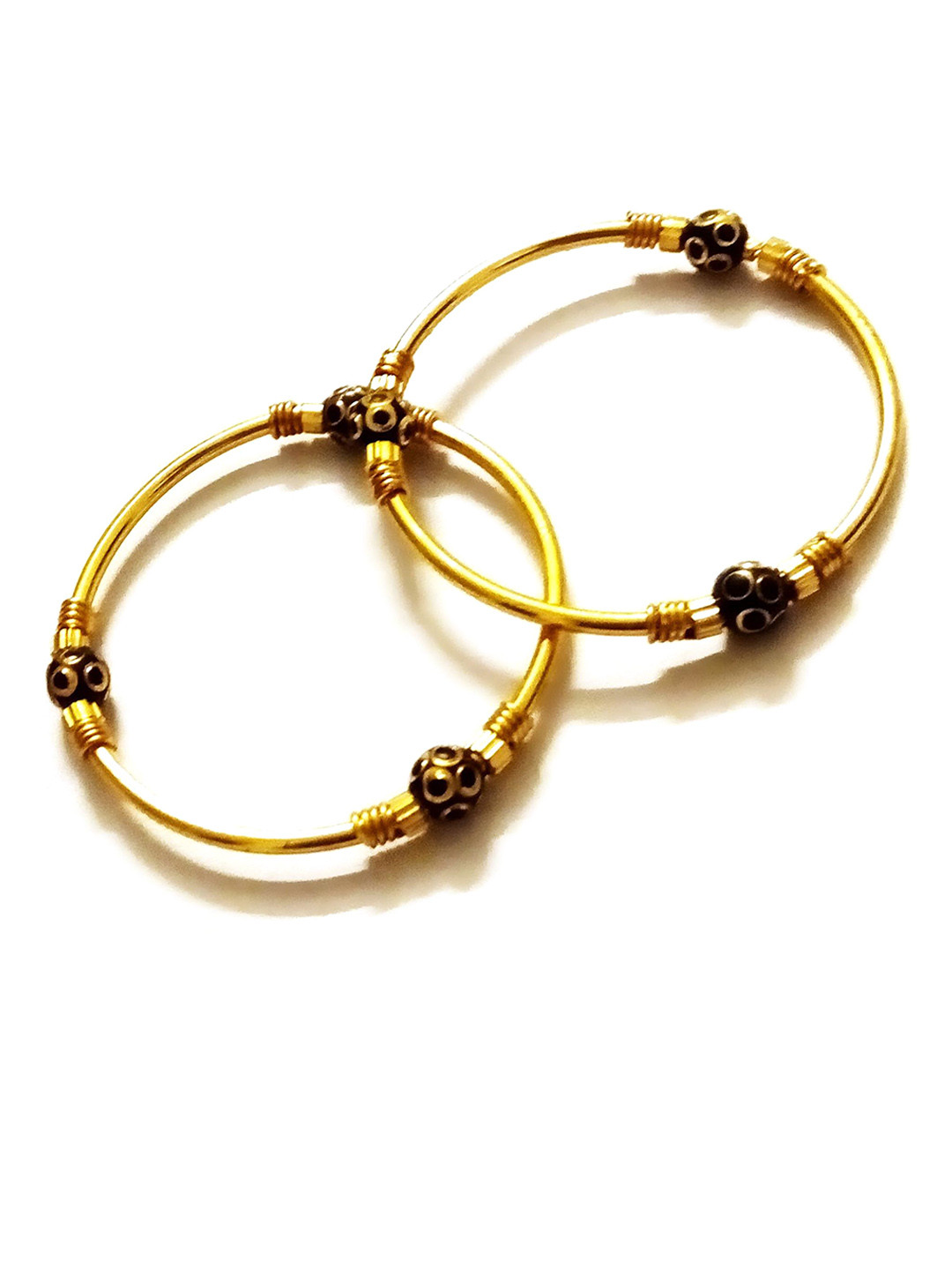 BAESD Infants Gold Plated Beaded Single Layered Bangles