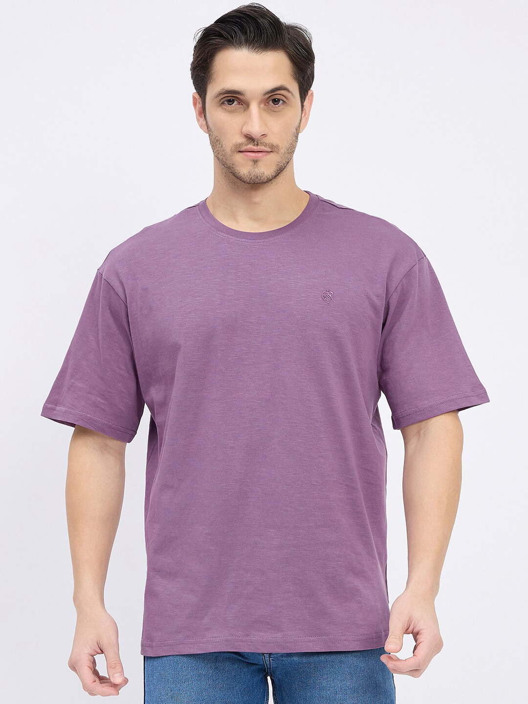 Duke Men Solid Oversized Drop Shoulder Sleeves T-shirt