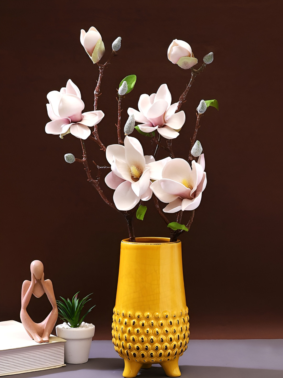 Aura Mustard Yellow Textured Ceramic Vase
