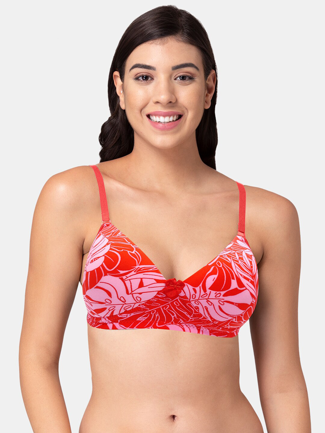 Tweens Floral Printed Full Coverage Lightly Padded T-Shirt Bra