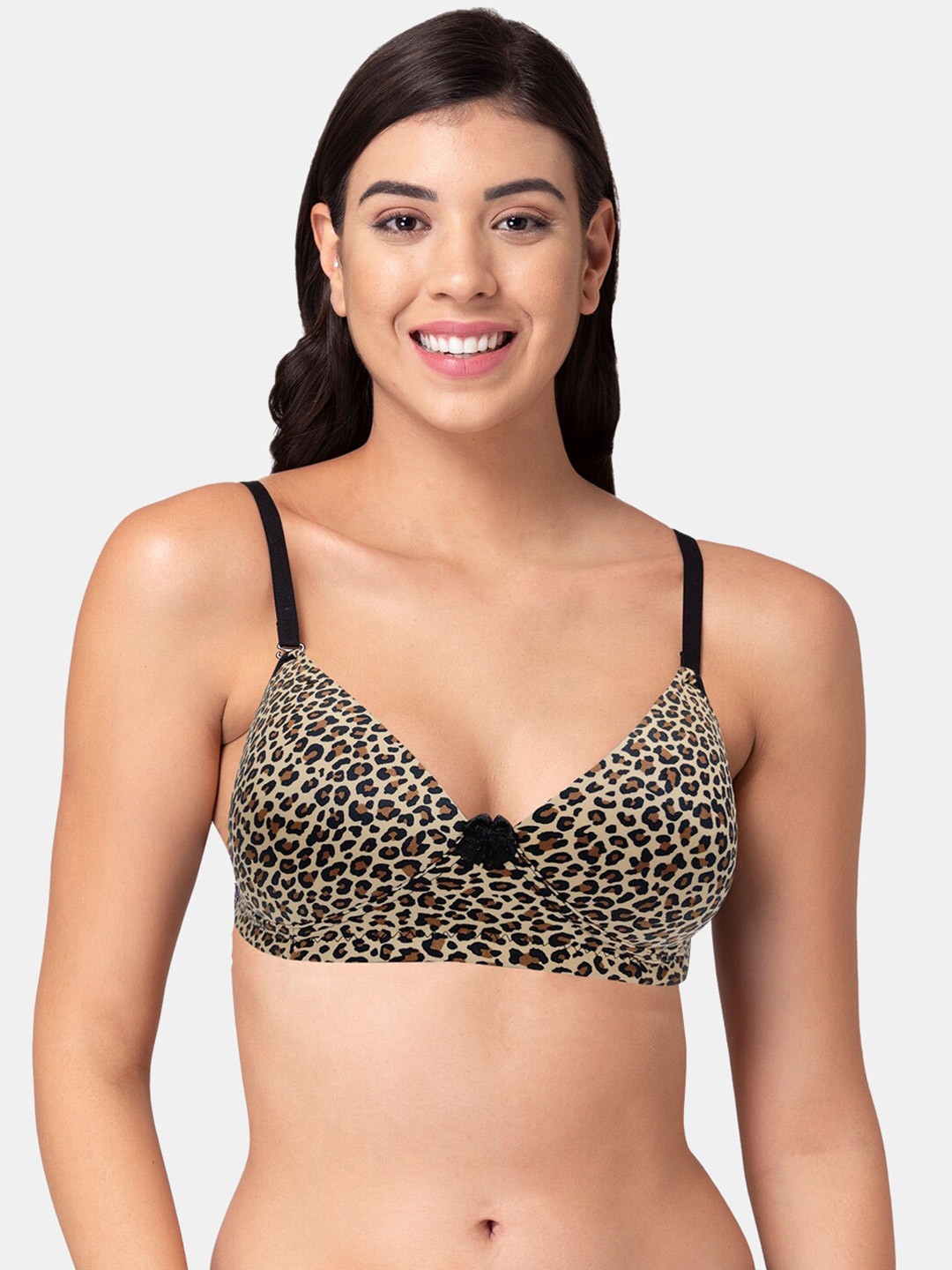 Tweens Animal Printed Full Coverage Lightly Padded Cotton T-Shirt Bra With All Day Comfort