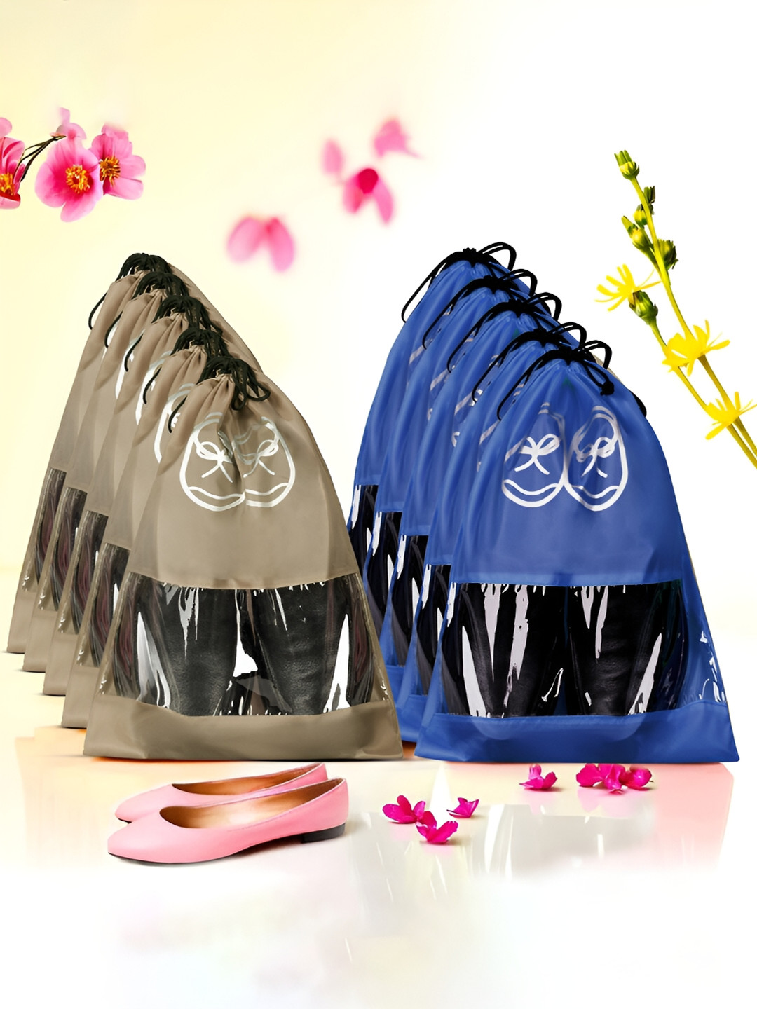Kuber Industries Pack Of 10 Shoe Cover Bags With Transparent Window