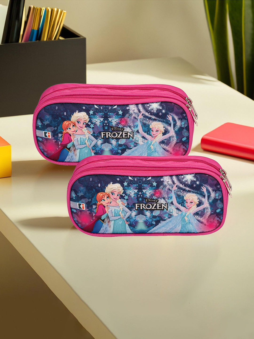 Kuber Industries Blue 2 Pieces Disney Frozen Printed Pencil Stationery
