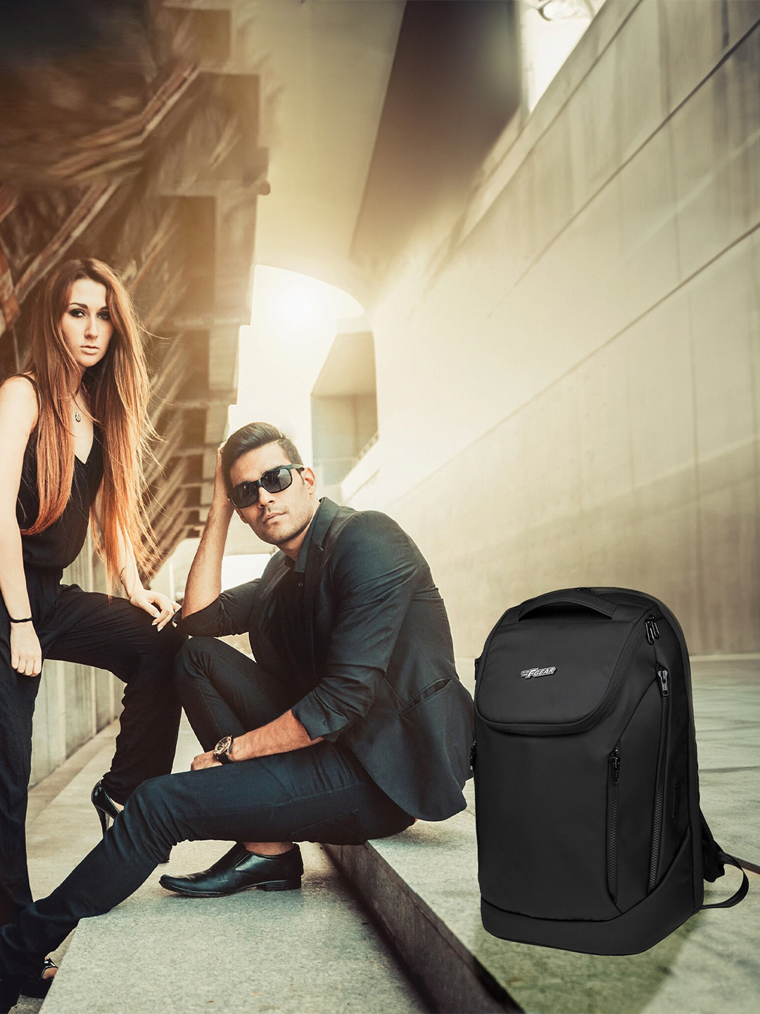 F Gear Unisex Brand Logo Printed Backpack With USB Charging Port