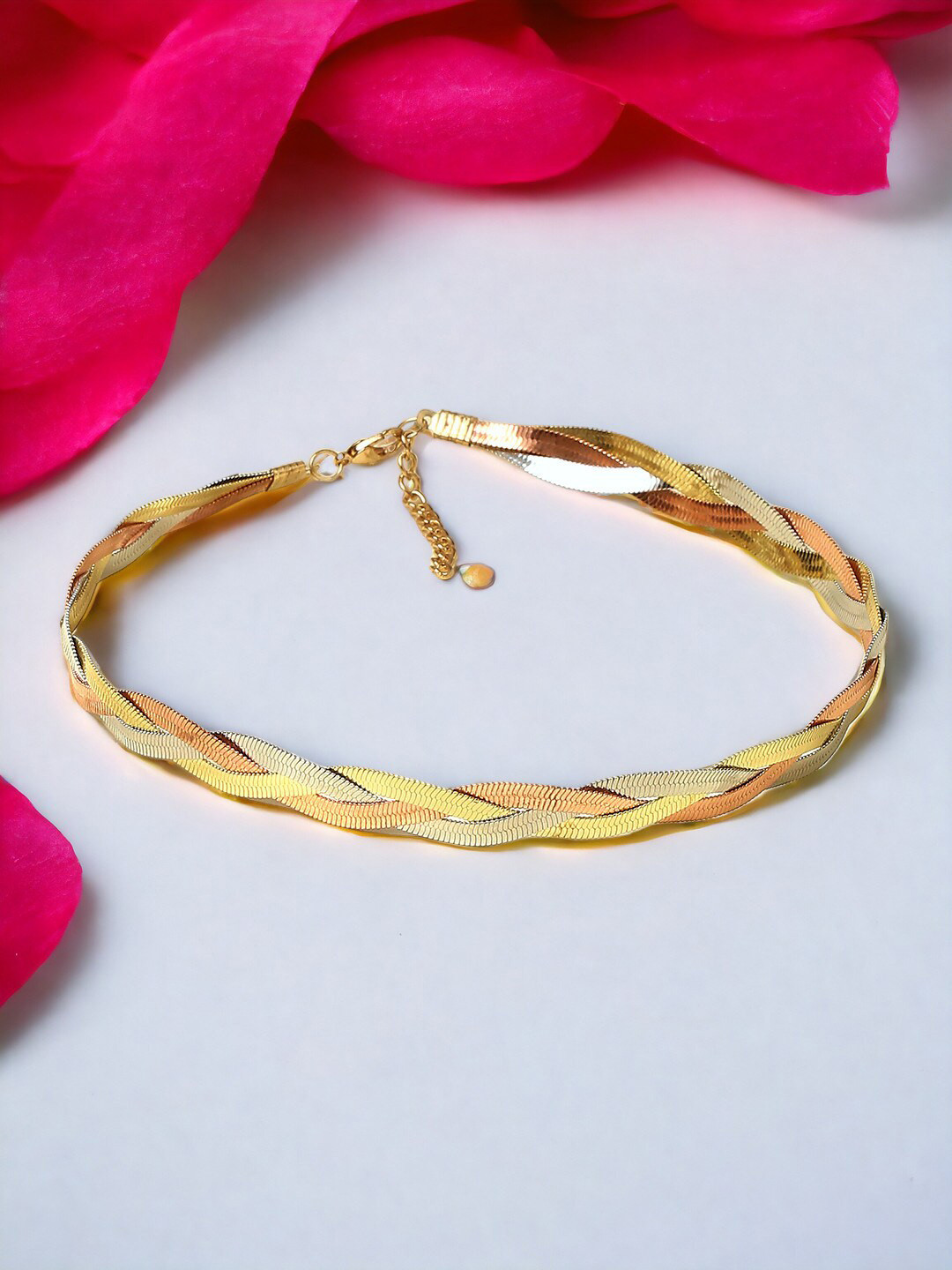 OOMPH Silver Plated Stainless Steel Choker Necklace