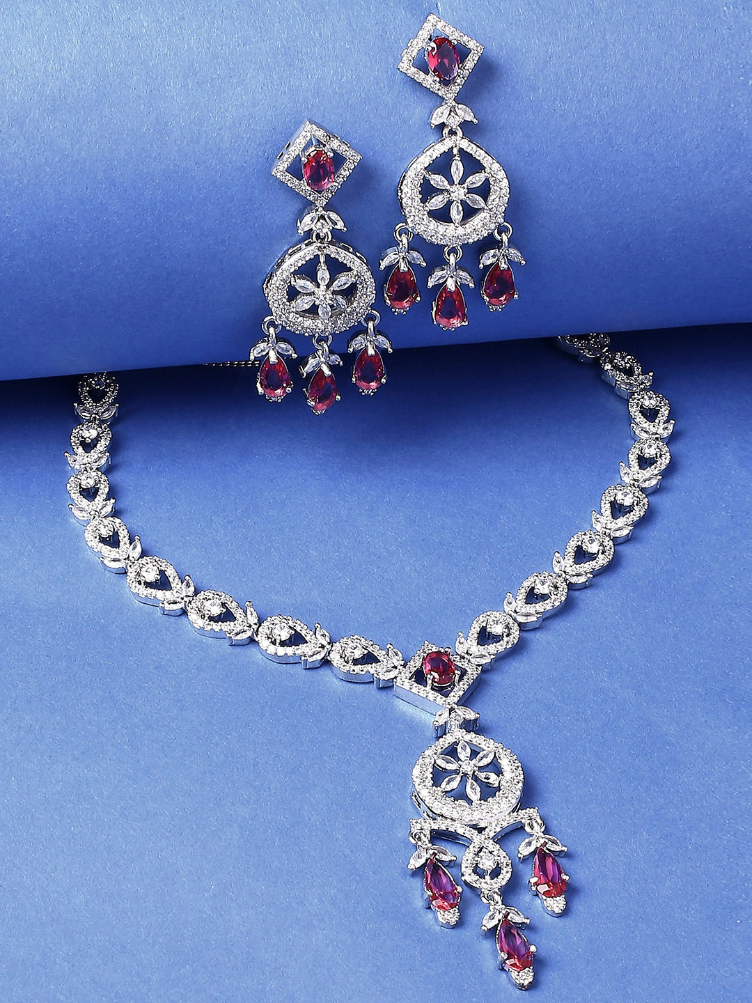 OOMPH American Diamond Stones Studded Jewellery Set