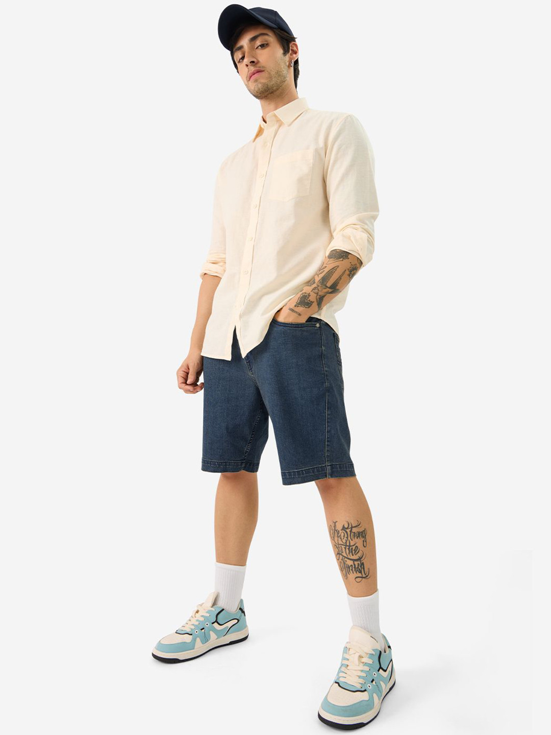 The Souled Store Men Washed Denim Shorts