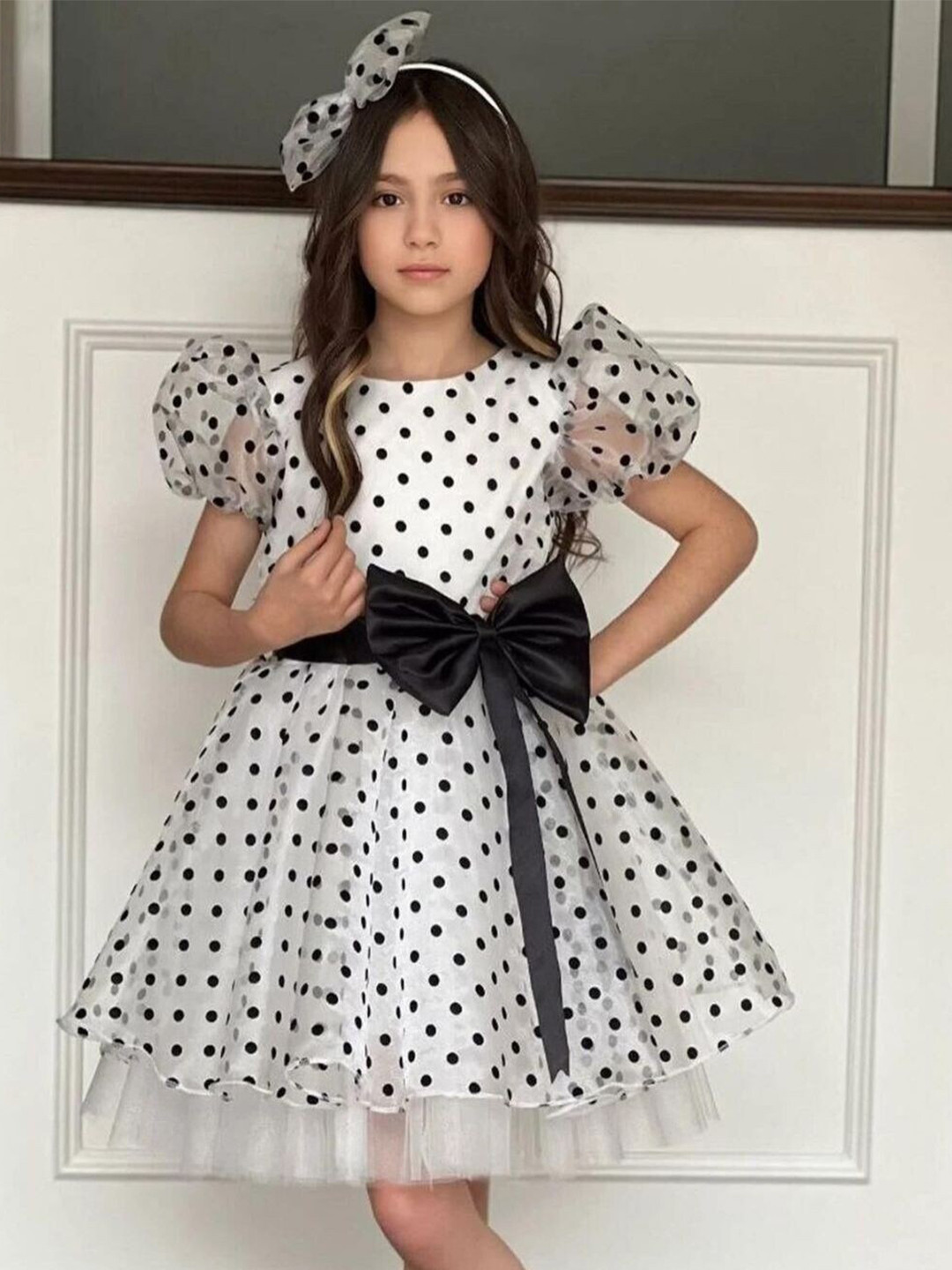 BAESD Polka Dot Printed Fit & Flare Dress