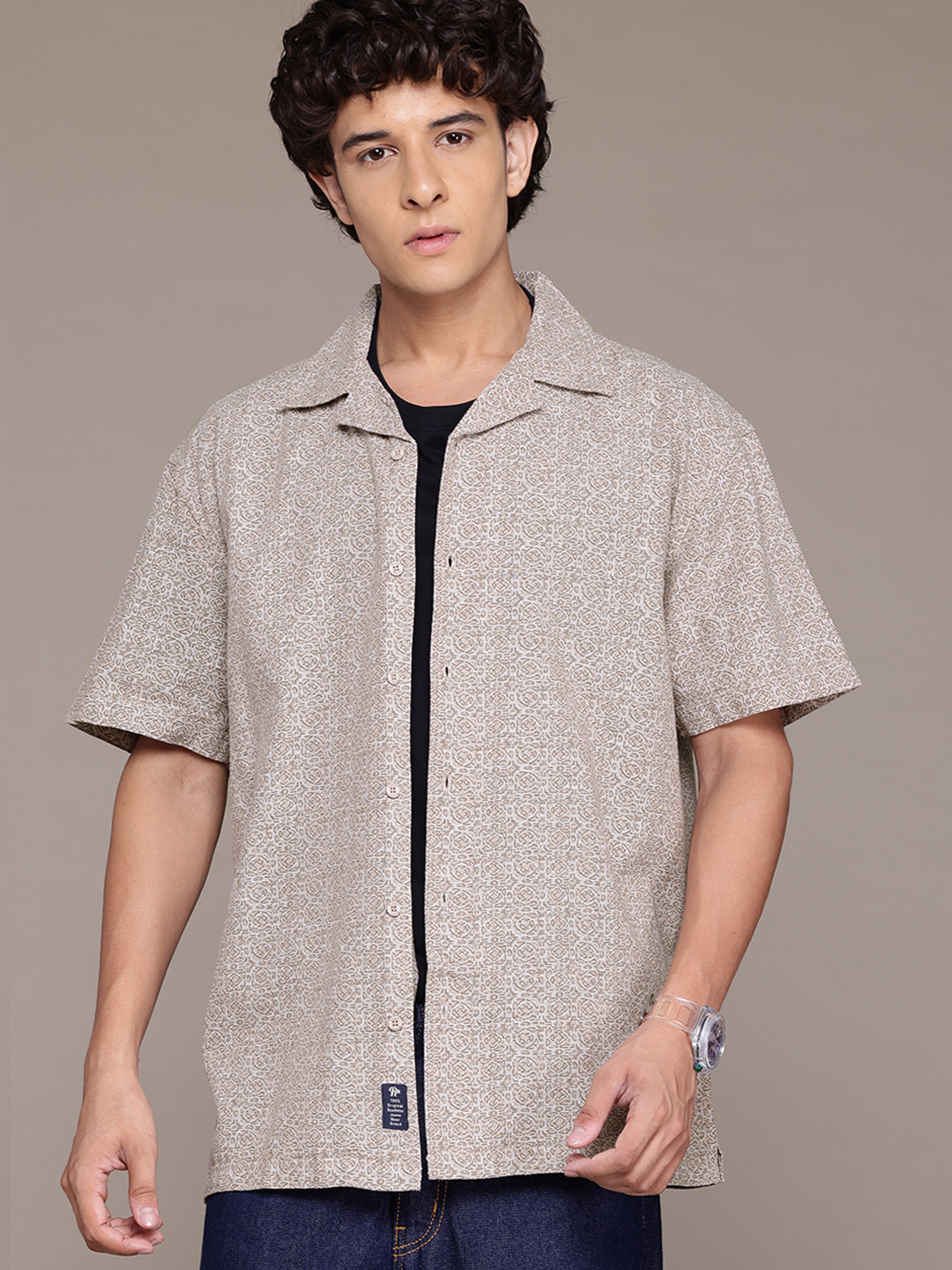 The Roadster Lifestyle Co. Pure Cotton Ethnic Print Casual Shirt