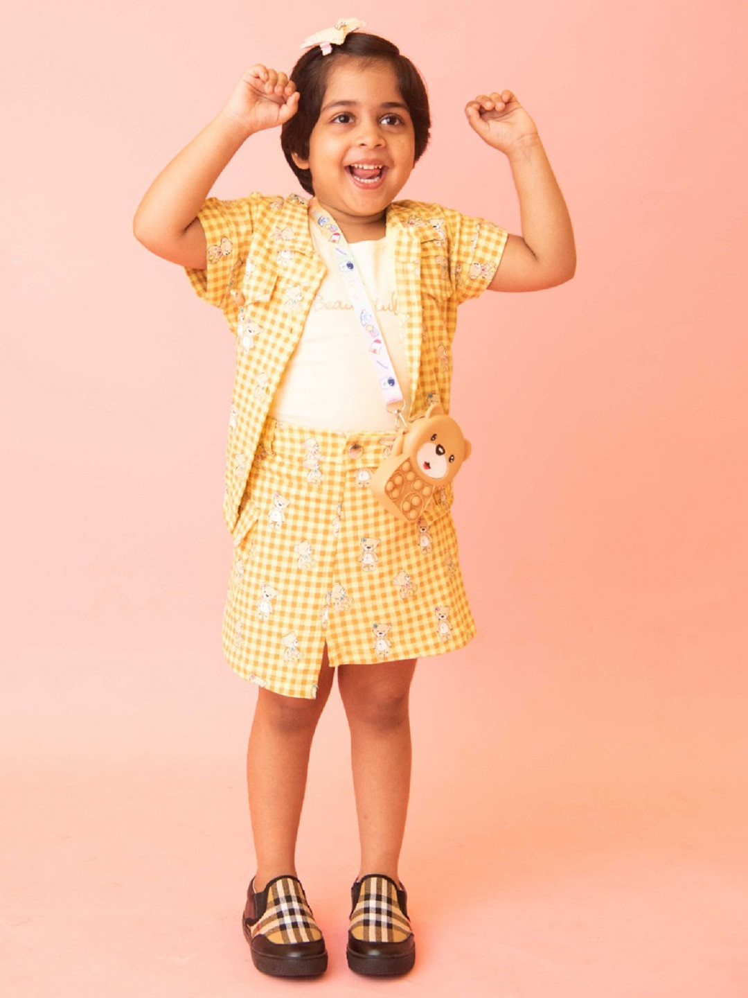 Babys Day Girls Printed Shirt Collar Pure Cotton Shirt With Short