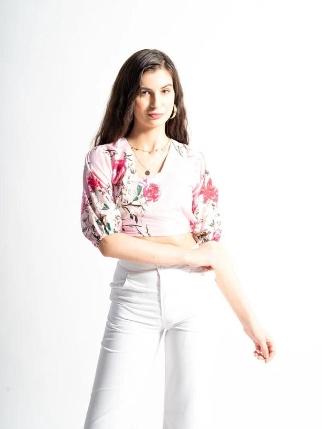 HEY MISSY Floral Print Square Neck Cotton Top