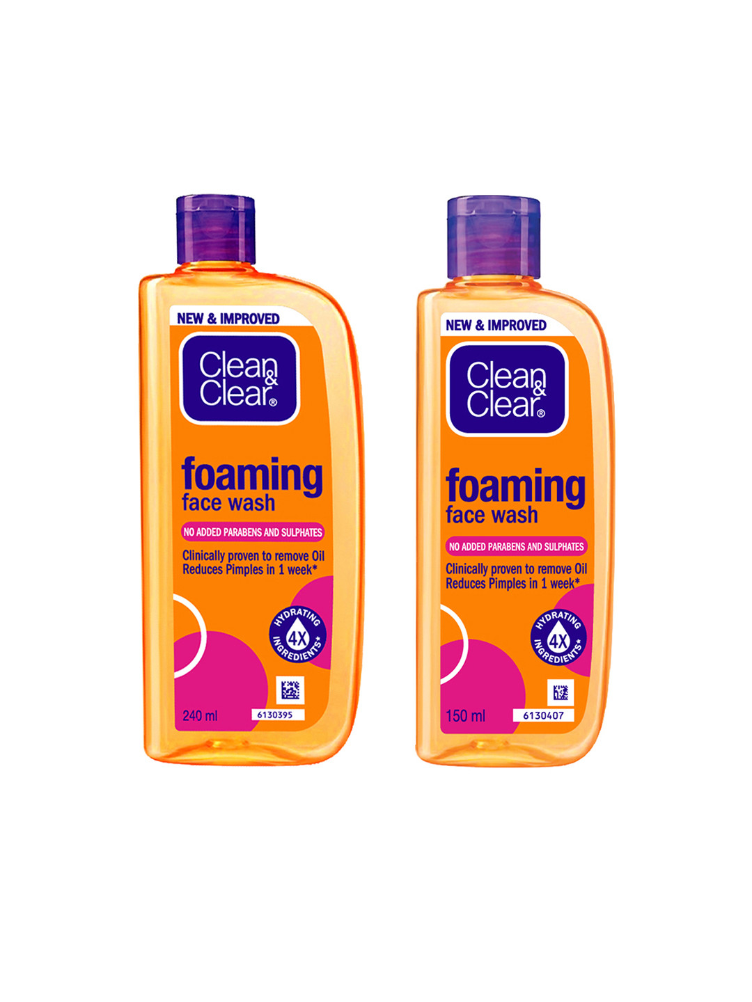 Clean&Clear Set of 2 Foaming Face Wash for Oily Skin, Acne Prone Skin - 240ml & 150ml