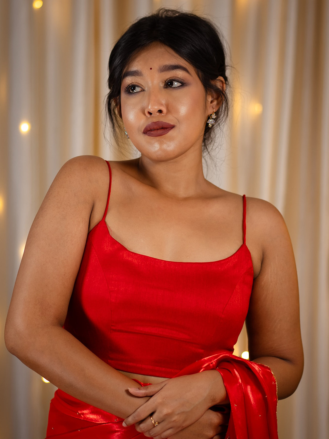 I LOVE SAREES Shoulder Straps Sleeveless Padded Saree Blouse