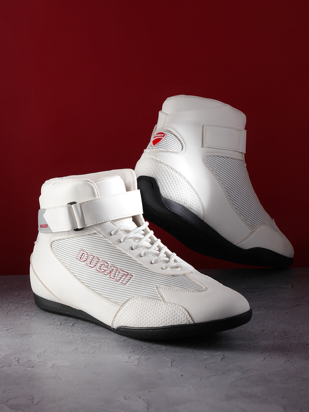 Ducati Men Mid-Top Striped Sneakers
