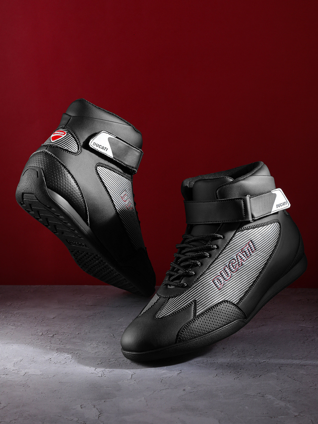 Ducati Men Mid-Top Striped Sneakers