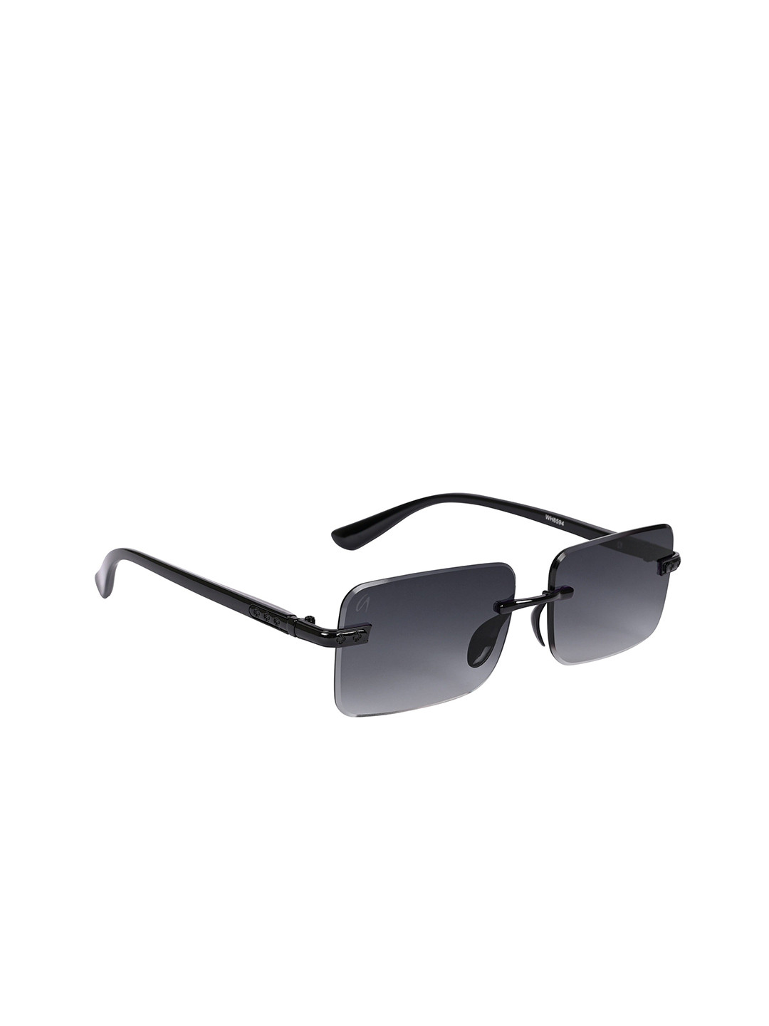 AISLIN Unisex Rectangle Sunglasses with UV Protected Lens ES_13353-89-AS-8594-GRY-BLK-RT