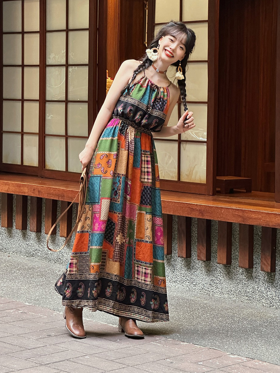 JC Mode Blue Shoulder Straps Maxi Dress