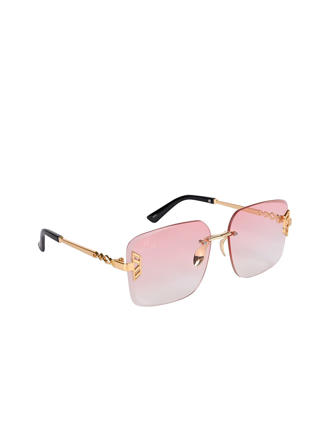 AISLIN Women Rectangle Sunglasses with UV Protected Lens ES_12999-87-AS-6141-PNK-GLD-RTSQ