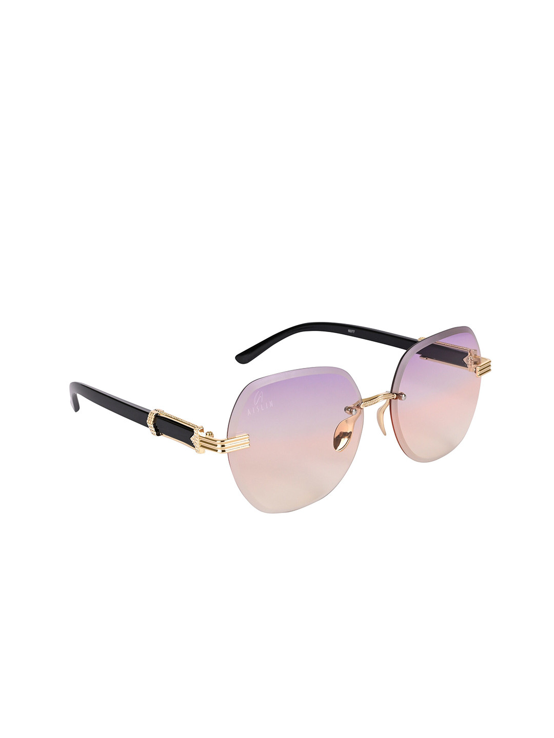 AISLIN Women Round Sunglasses ES_12985-87-AS-6077-PRPK-GLBK-RDWF-Purple