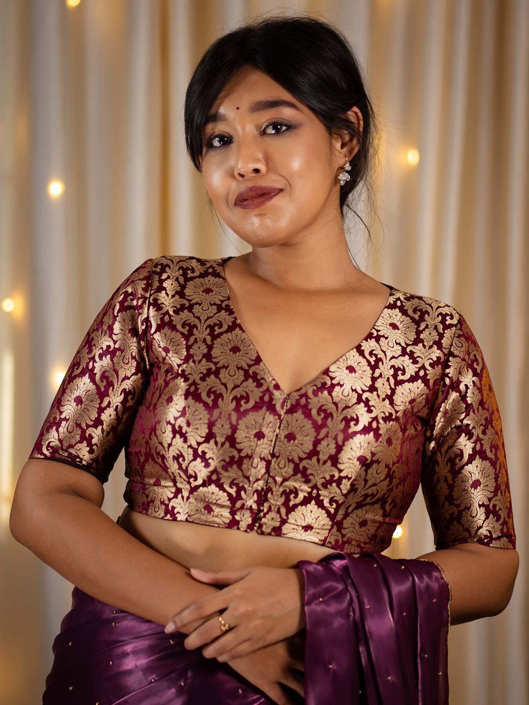 I LOVE SAREES Woven Design Banarasi Readymade Saree Blouse