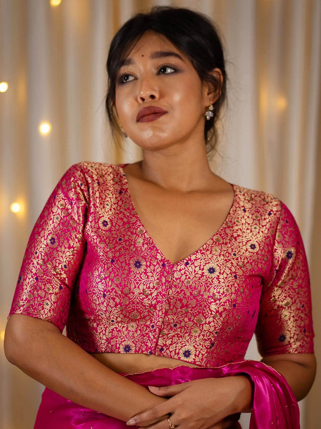 I LOVE SAREES Woven Design Banarasi Saree Blouse