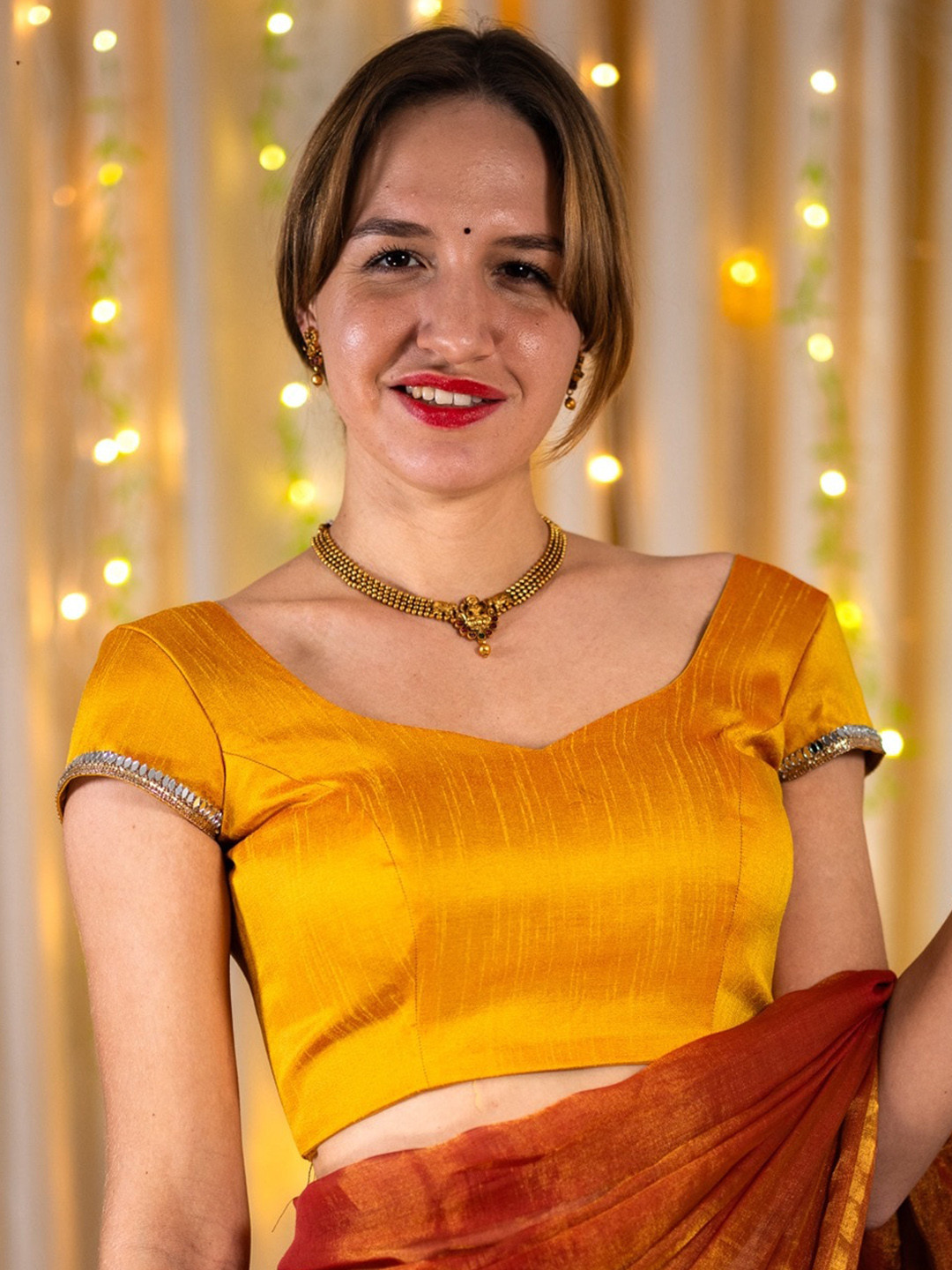 I LOVE SAREES Sweetheart Neck Silk Saree Blouse