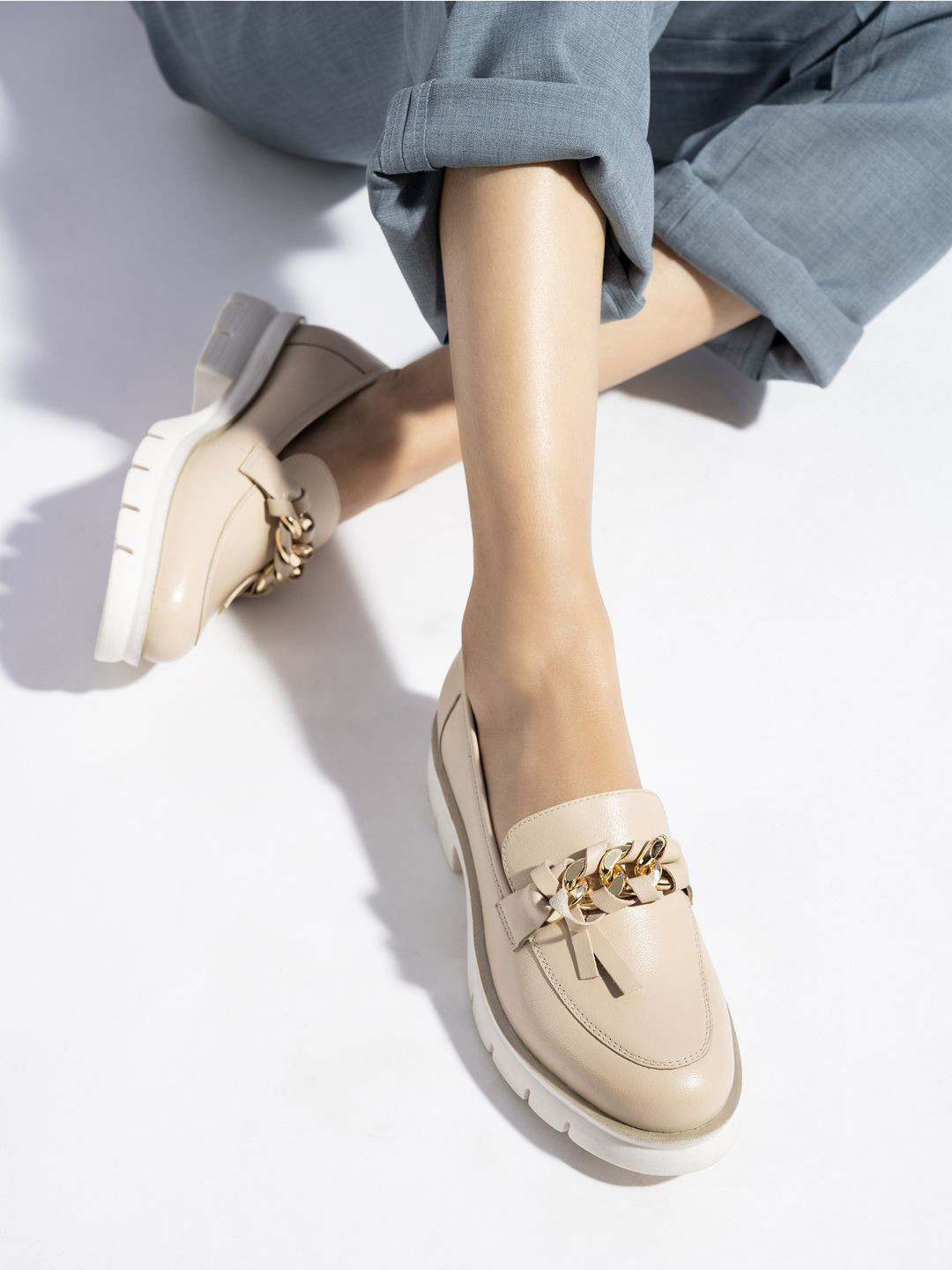 MIORAH Women Lightweight Leather Horsebit Loafers