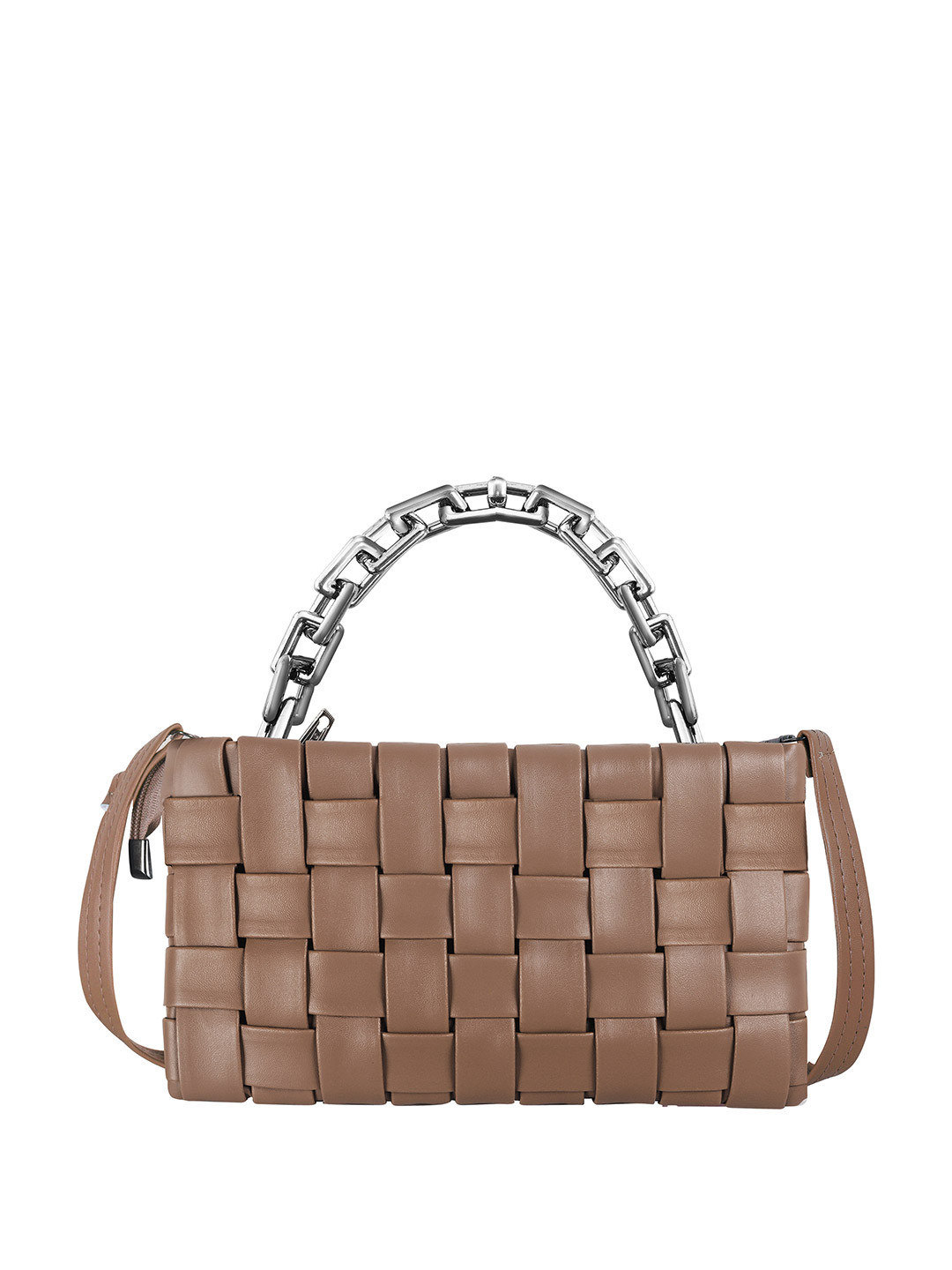 LOREM Brown Designer Faux Leather Textured Handheld Bag For Women And Girls